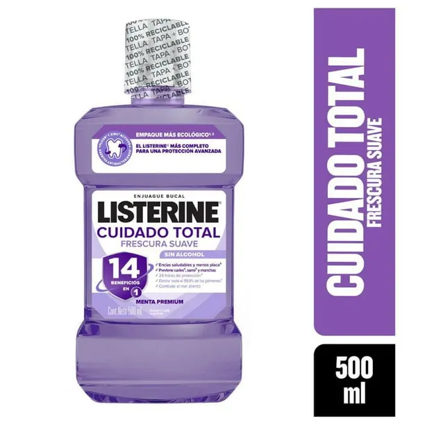 Enjuague Bucal Listerine Cuidado Total Zero Menta Premium X 500ML