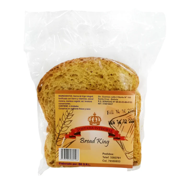 Bread King Tostada Integral Empaquetado X 4 Unidades