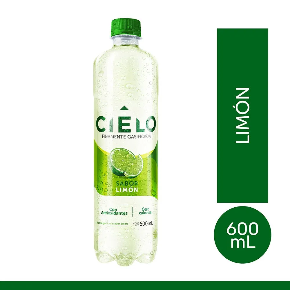 Agua Gasificada con Antioxidantes Cielo Sabor Limón Botella 600ml