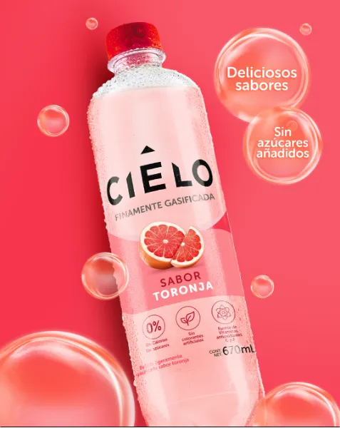 [524580] Agua Gasificada con Antioxidantes Cielo Sabor Pomelo Botella 600ml