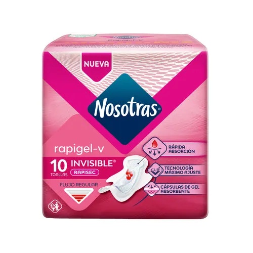 [204449] Toallitas Femeninas Nosotras Natural Invisible Rapigel X 10 Unidades