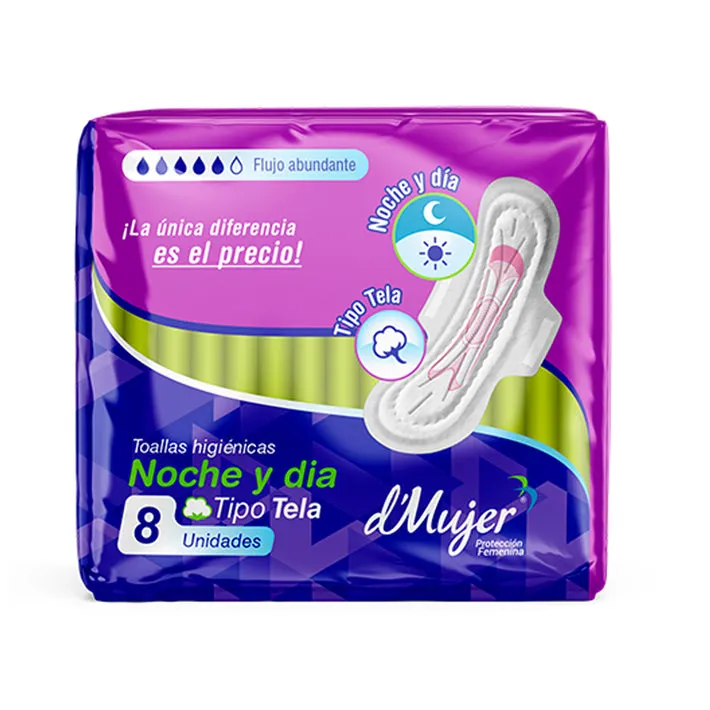 [93010] Toallas Higiénicas D Mujer Noche / Dia Tipo Tela X 8 Unidades