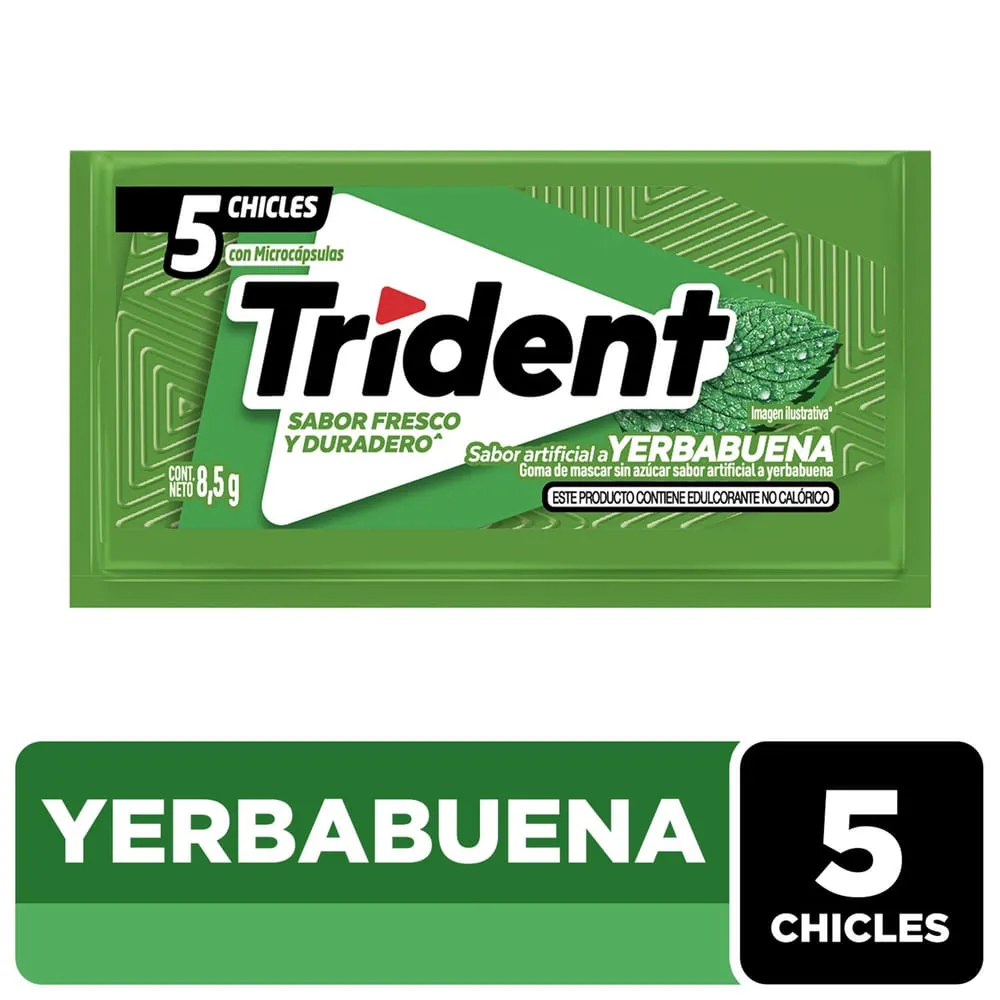 Comprar Goma Mascar Trident Slab 5S Sabor Yerbabuena - 8.5g 