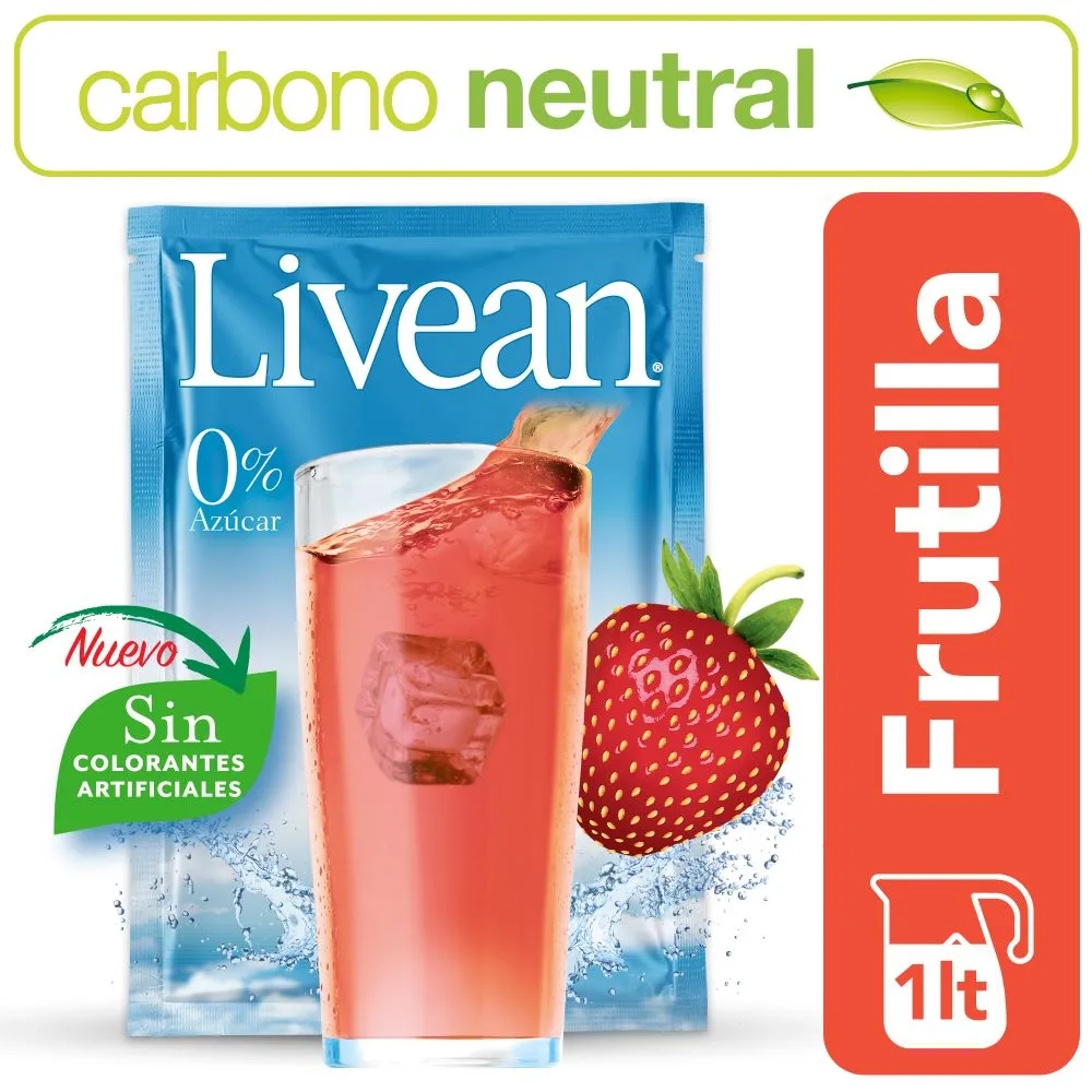Jugo en polvo Livean frutilla rinde 1 L