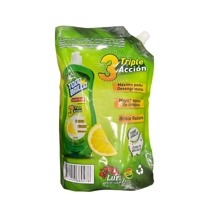 Lavavajilla Todo Brillo Limon Verde Doypack 450 ml
