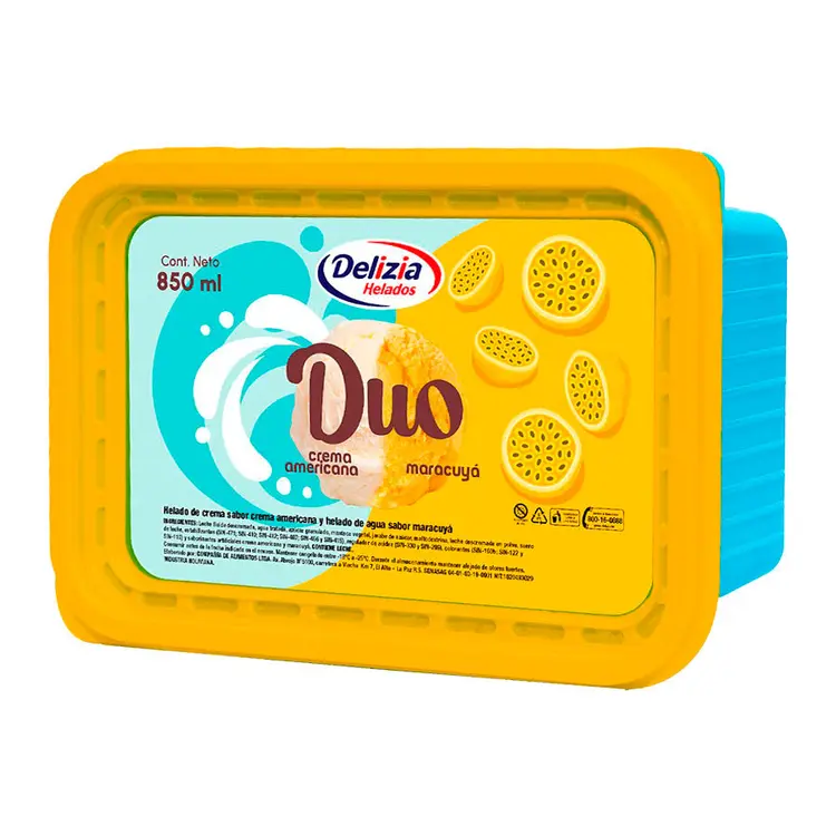 Helado Duo Crema Americana Maracuya Delizia 850 ml