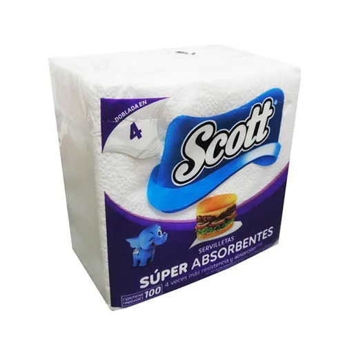 Servilletas Scott Super Absorbentes X 100 Unidades 