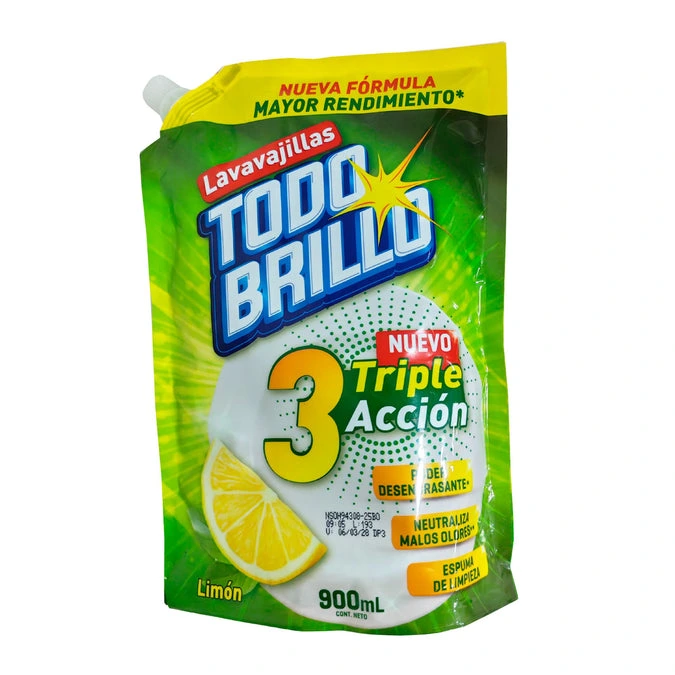  Lavavajillas Todo Brillo Limón Doy Pack X 900Ml 