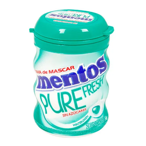 Mentos Pure Fresh Chicle Wintergreen Sin Azucar X 56G 