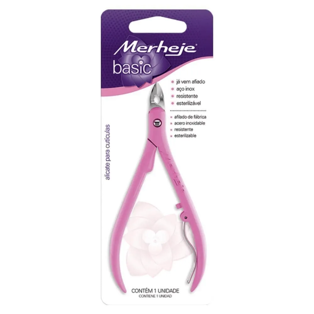 [7896075709992] ALICATE DE CUTÍCULA MERHEJE SUPER ROSADO