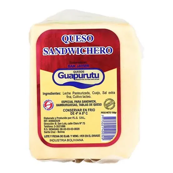 QUESOS GUAPURUTU Queso sandwichero 150 gr  