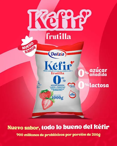 YOGURT KEFIR DELIZIA FRUTILLA 0 AZUCAR 1000GR